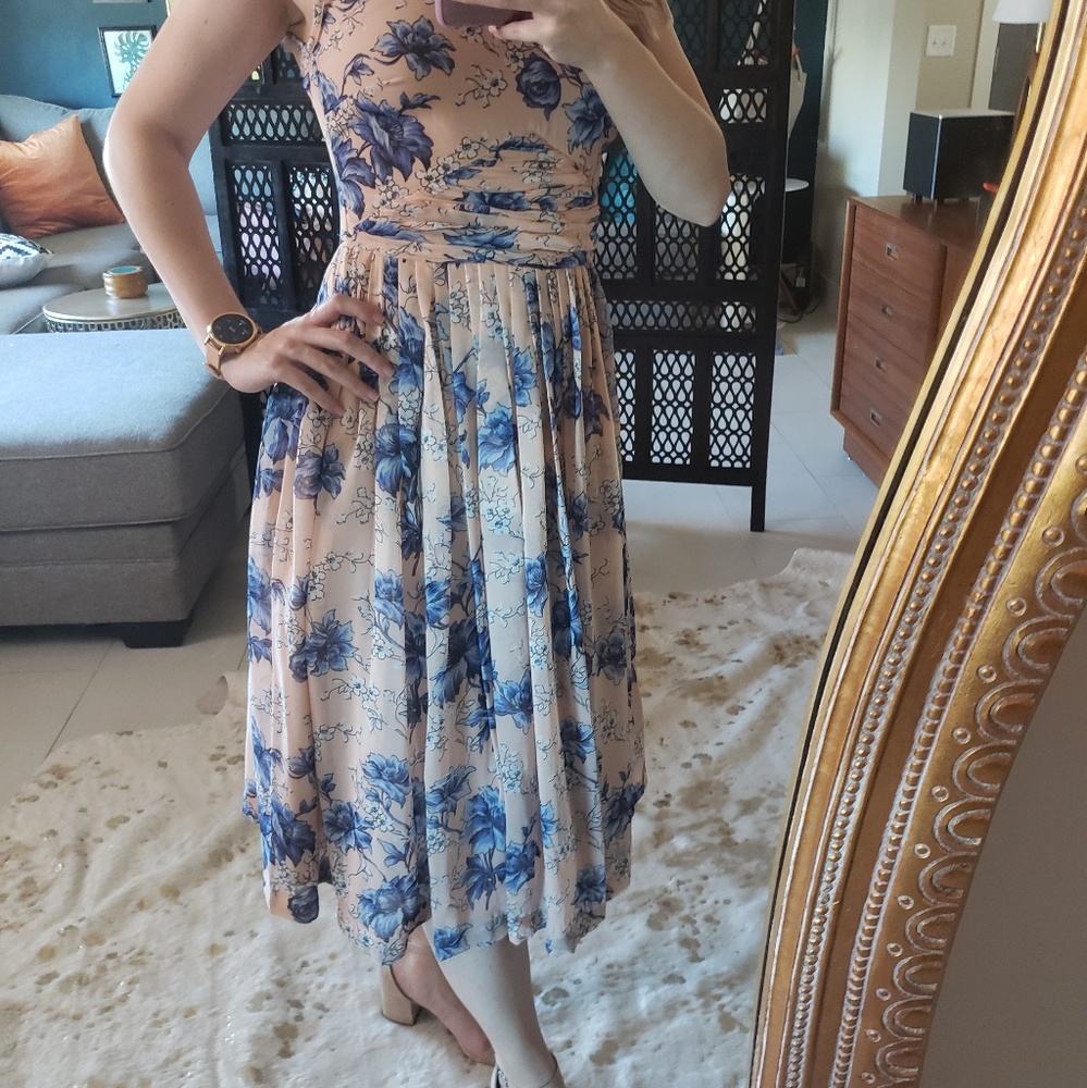 ASOS blush floral print dress